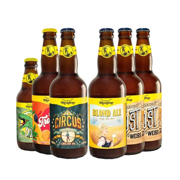 Kit-Degustacao-6-Cervejas-Blondine-500ml Kit-Degustacao-6-Cervejas-Blondine-500ml
