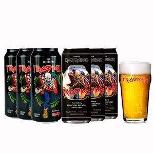 Kit-Degustacao-II-6-Cervejas-Trooper-Iron-Maiden-lata-500ml---Copo