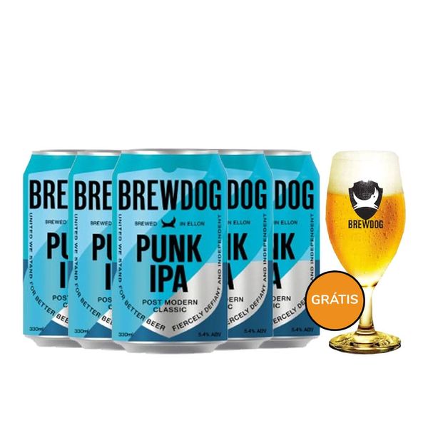Kit-5-Cervejas-Brewdog-Punk-Ipa-Lata-350ml---Taca-Gratis Kit-5-Cervejas-Brewdog-Punk-Ipa-Lata-350ml---Taca-Gratis