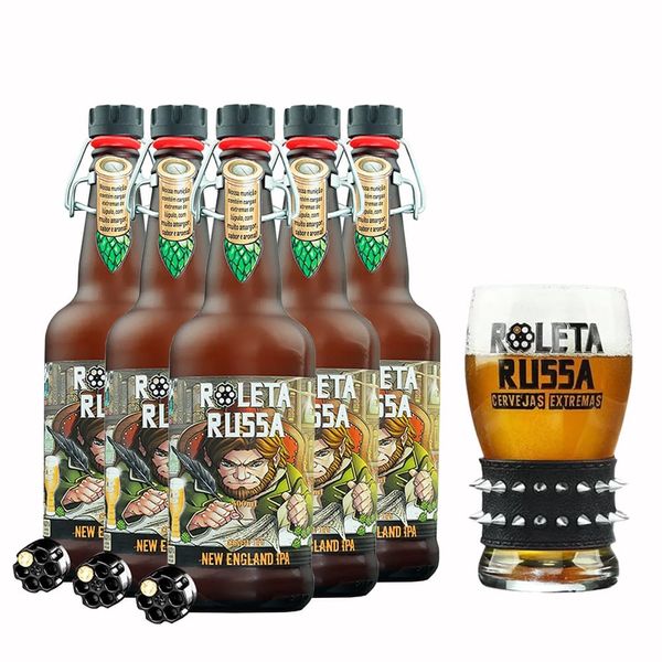 Pack-5-Cervejas-Roleta-Russa-New-England-Ipa-500ml---Copo Pack-5-Cervejas-Roleta-Russa-New-England-Ipa-500ml---Copo