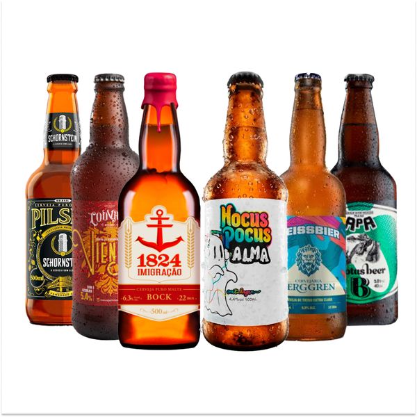 Kit Explorador 6 Cervejas Artesanais Brasileiras Grandes - 13,99 P/ Unid. Kit Explorador 6 Cervejas Artesanais Brasileiras Grandes - 13,99 P/ Unid.