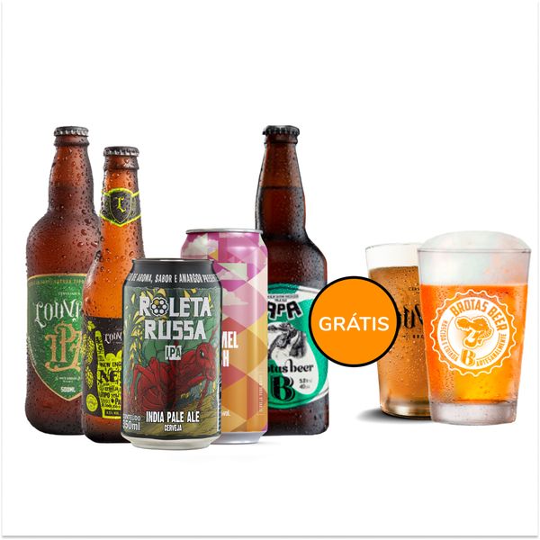 Kit Degustação 5 Lupuladas + 2 Copos Grátis