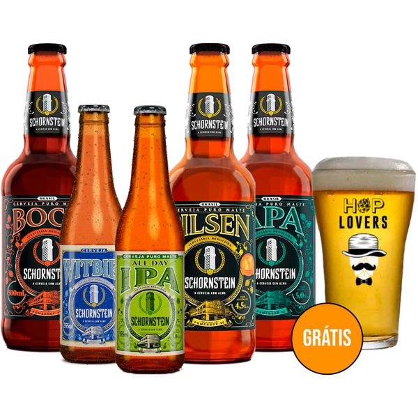 Kit 5 cervejas Schornstein + Taça Grátis