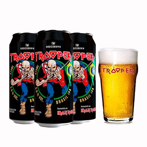 Pack 3 Trooper Iron Maiden Ipa lata 473ml + Copo Trooper