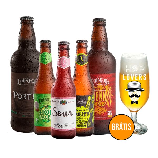 Kit Degustação 5 Cervejas Louvada Sem Glúten + Copo Grátis