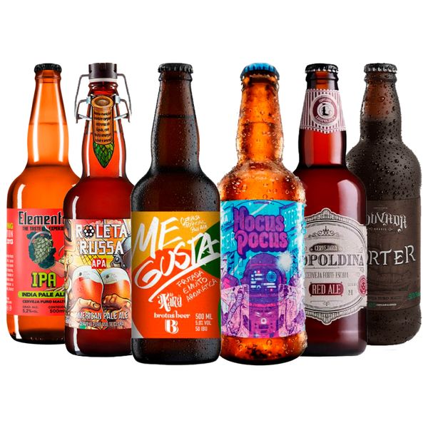 Kit Explorador 6 Cervejas Artesanais Brasileiras Grandes - 13,99 P/ Unid. Kit Explorador 6 Cervejas Artesanais Brasileiras Grandes - 13,99 P/ Unid.