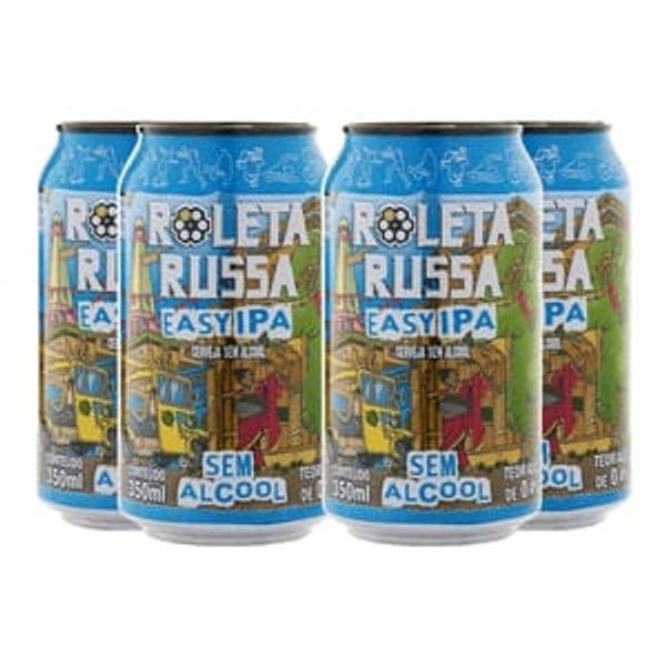 Pack 4 Cervejas Roleta Russa Easy IPA S/ Gluten e S/ Álcool 350ml