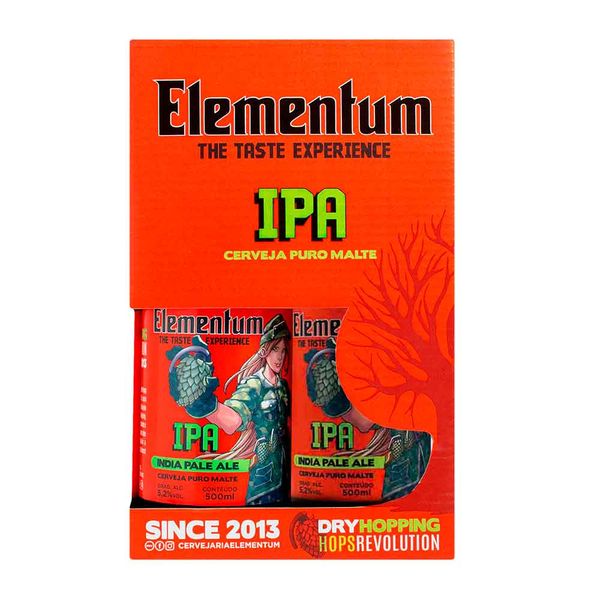 EMBALAGEM ELEMENTUM 2 GARRAFAS IPA 500ML EMBALAGEM ELEMENTUM 2 GARRAFAS IPA 500ML