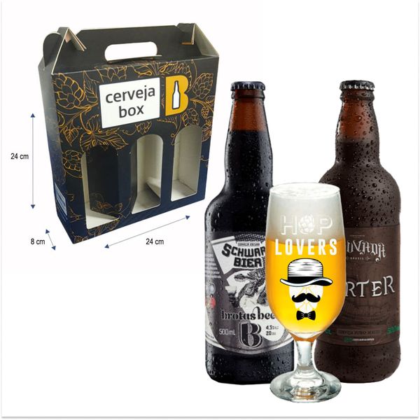 Kit 2 Cervejas Escuras + Copo + Caixa Presenteável