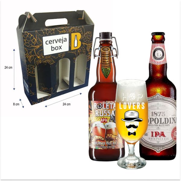 Kit 2 Cervejas Ipa/Apa + Copo + Caixa Presenteável Kit 2 Cervejas Ipa/Apa + Copo + Caixa Presenteável