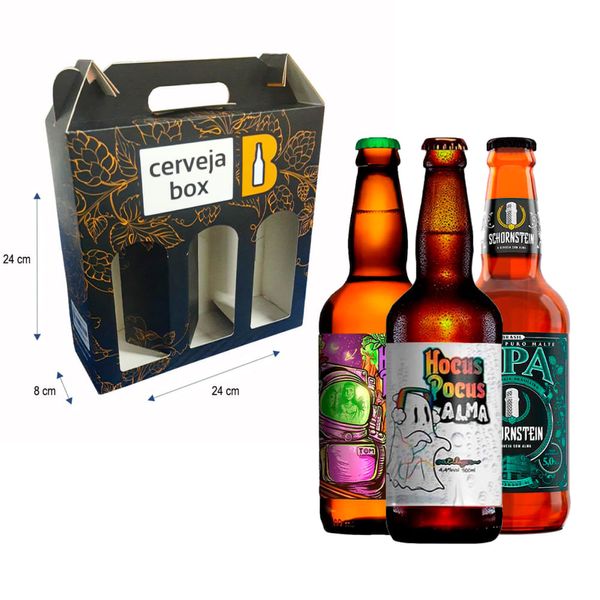 Kit 3 Cervejas Brasileiras aclamadas + Caixa Presenteável Kit 3 Cervejas Brasileiras aclamadas + Caixa Presenteável