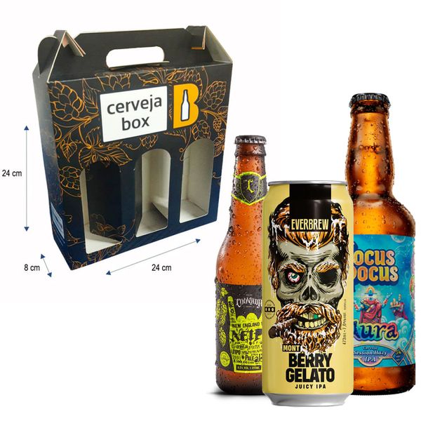 Kit 3 Cervejas Neipa + Caixa Presenteável Kit 3 Cervejas Neipa + Caixa Presenteável
