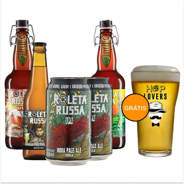 Kit 5 Cervejas Roleta Russa + Copo Grátis