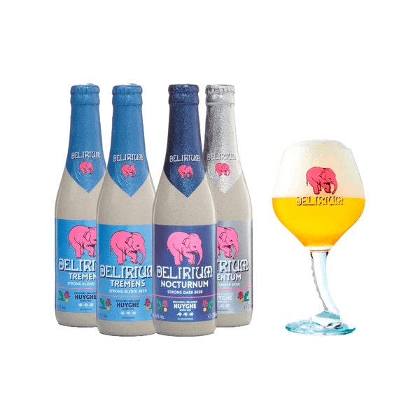 Kit Degustação 4 Cervejas Delirium 330ml + Copo