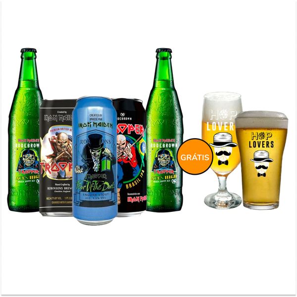 Kit Degustação 5 Cervejas Trooper + copo grátis