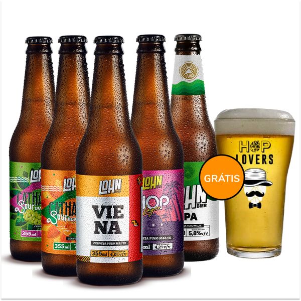 Kit degustação 5 Lohn + taça grátis