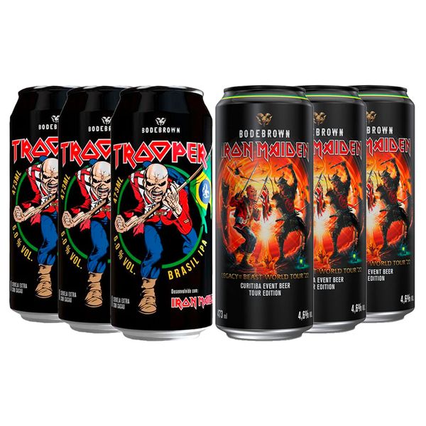 Kit Degustação 6 Trooper Iron Maiden lata 500ml Kit Degustação 6 Trooper Iron Maiden lata 500ml