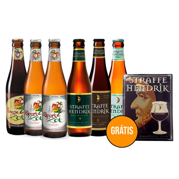 Kit Degustação Brugse Zot e Straffe Hendrik + Placa Grátis