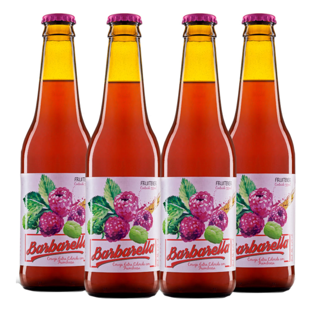 Pack 4 Cervejas Barbarella Fruitbier Framboesa 355ml