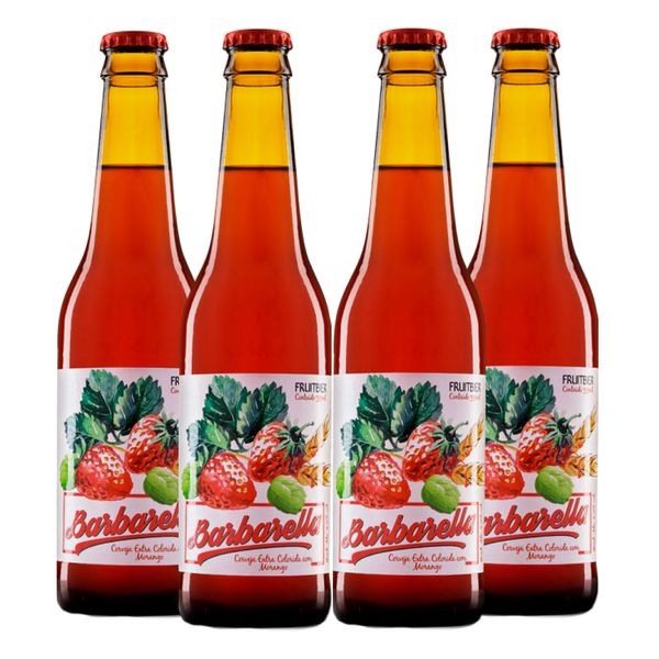 Pack 4 Cervejas Barbarella Fruitbier Morango 355ml