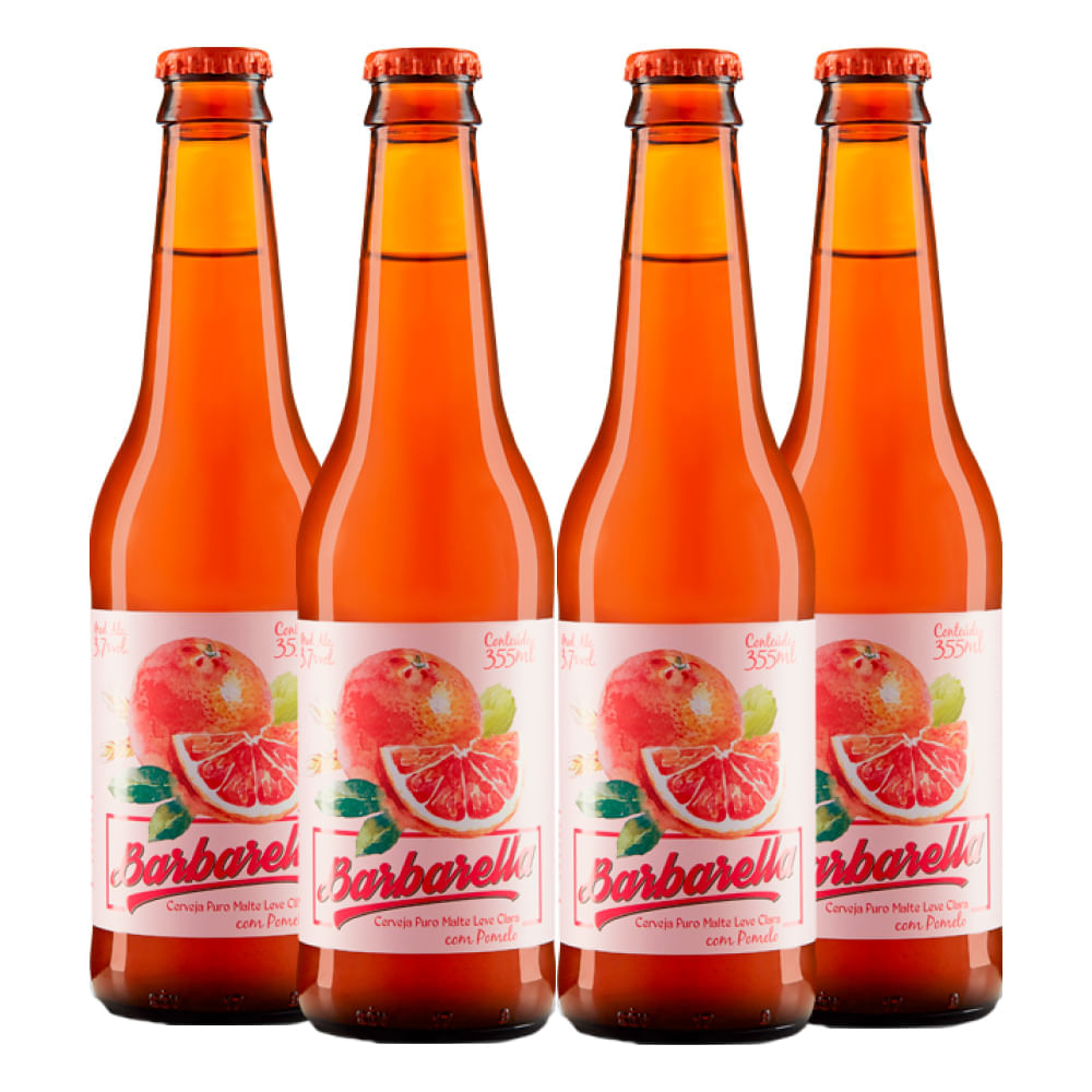 Pack 4 Cervejas Barbarella Fruitbier Pomelo 355Ml