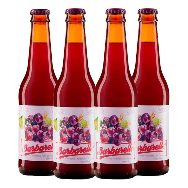 Pack 4 Cervejas Barbarella Fruitbier Uva 355ml