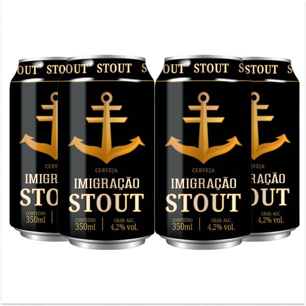 Pack 4 Cervejas Imigração Dry Stout Lata 350ml Pack 4 Cervejas Imigração Dry Stout Lata 350ml