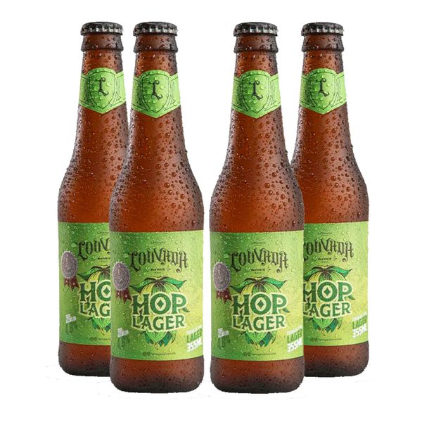 Pack 4 Cervejas Louvada Hop Lager Sem Glúten 355ml