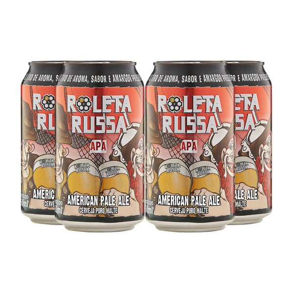 Pack 4 Cervejas Roleta Russa APA Lata 350ml Pack 4 Cervejas Roleta Russa APA Lata 350ml