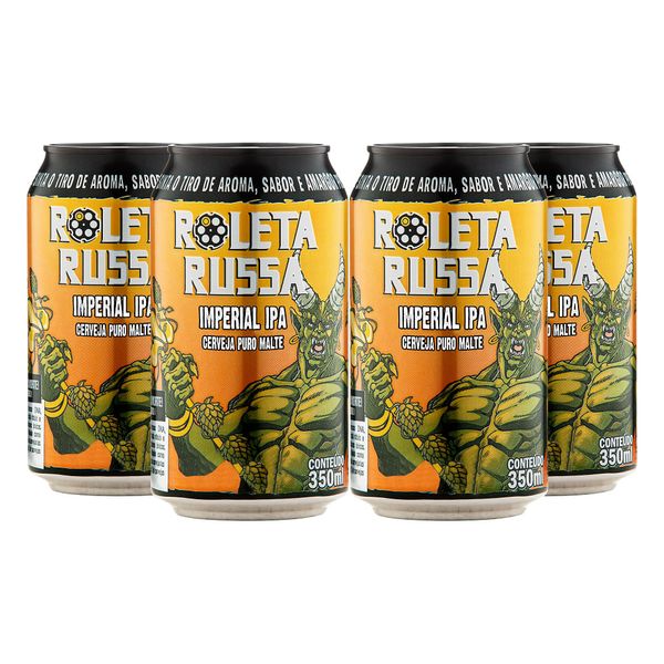 Pack 4 Cervejas Roleta Russa Imperial IPA Lata 350ml Pack 4 Cervejas Roleta Russa Imperial IPA Lata 350ml