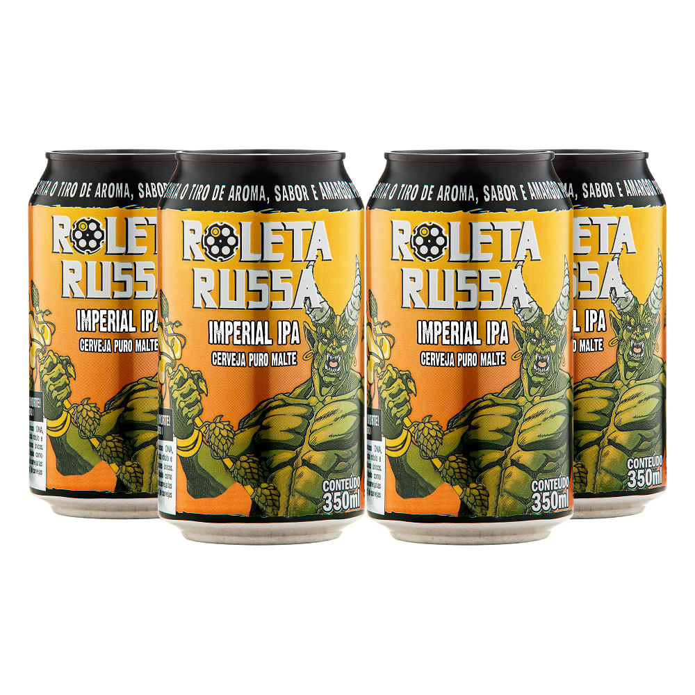 Pack 4 Cervejas Roleta Russa Imperial IPA Lata 350ml