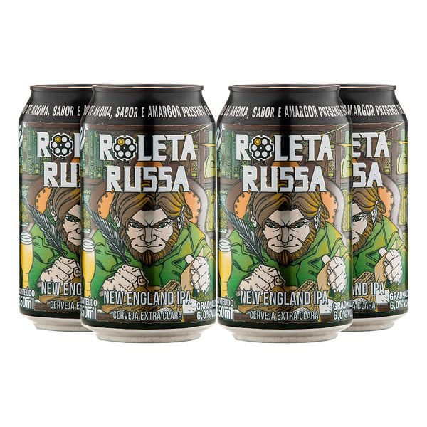 Pack 4 Cervejas Roleta Russa New England IPA Lata 350ml