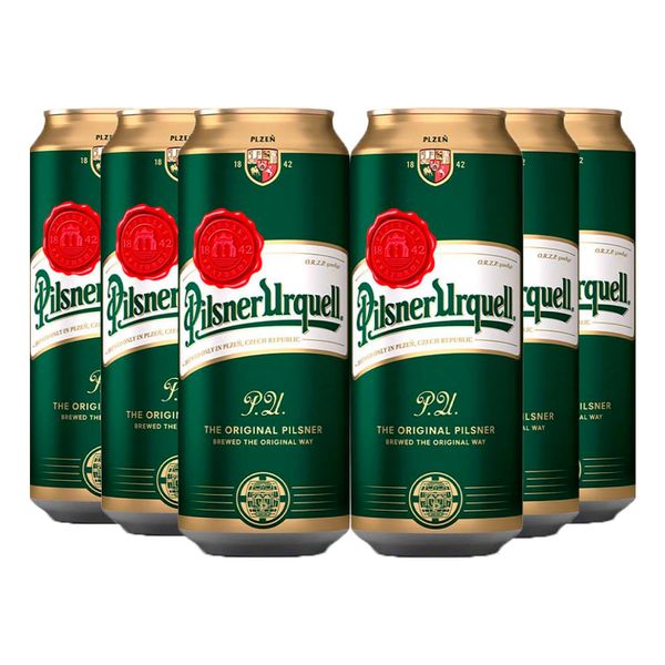 Pack 6 Cervejas Tcheca Pilsner Urquell Lata 500ml