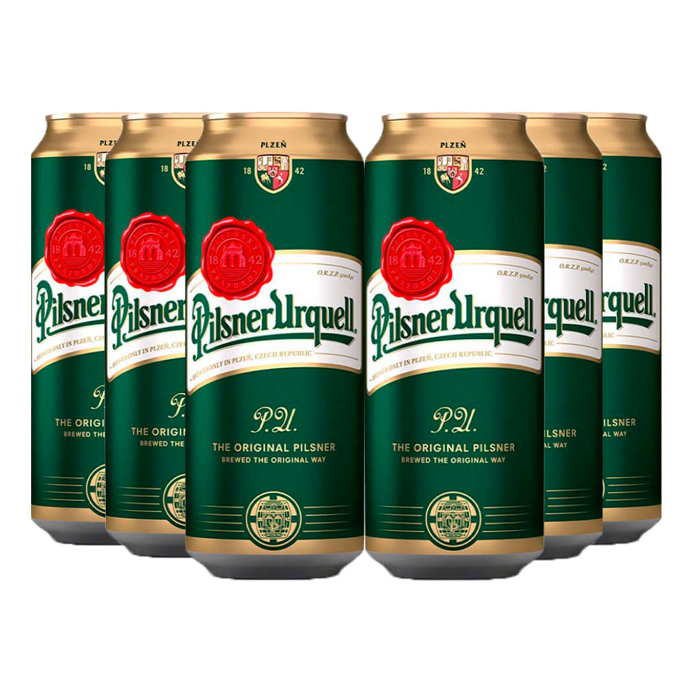 Pack 6 Cervejas Tcheca Pilsner Urquell Lata 500ml