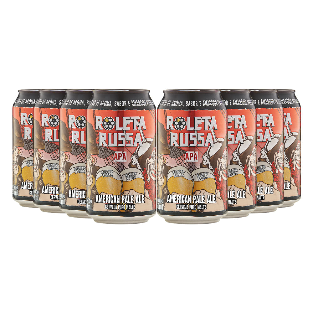 Pack 8 Cervejas Roleta Russa APA Lata 350ml