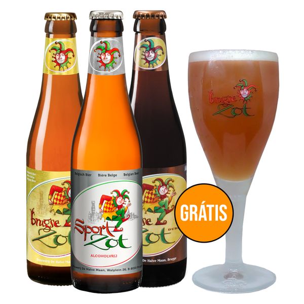 Kit Degustação 3 Cervejas Belga Brugse Zot 330ml + Taça Grátis