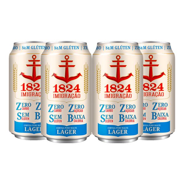 Pack 4 Cervejas Imigração Lager Zero Carbo Lata 350ml Pack 4 Cervejas Imigração Lager Zero Carbo Lata 350ml