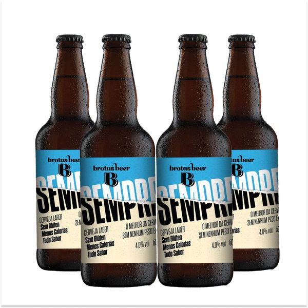 Pack 4 Cervejas  Brotas Beer Sempre Lager Sem Glúten 500ml