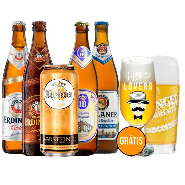 Kit 5 Cervejas Alemãs + 2 Copos Grátis