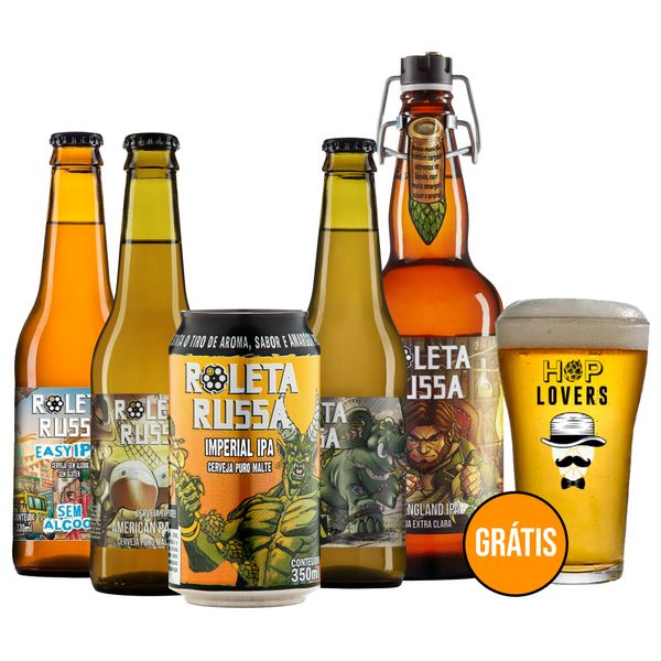 Kit 5 Cervejas Roleta Russa + Copo Grátis