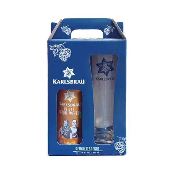 Kit Presenteável Karlsbrau Weizen Lata 500ml + Copo