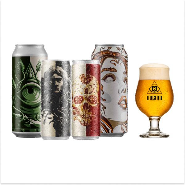 Kit Degustação 4 Cervejas Dogma + Copo