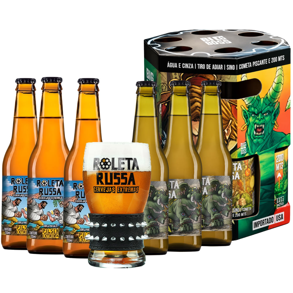 Kit Presenteável Tambor 6 Roleta Russa 355ml + Copo