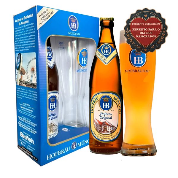 Kit Cerveja Alemã HB 1 Garrafa Weissbier + Copo 500ml