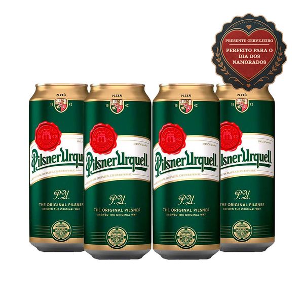 Pack 4 Cervejas Tcheca Pilsner Urquell Lata 500ml