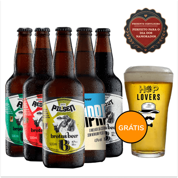 Kit Degustação 5 Cervejas Brotas + Copo Grátis