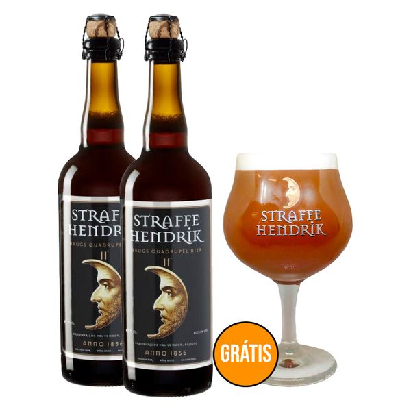 Kit Degustação 2 Cervejas Belga Straffe Hendrik  Quadrupel 750ml + Taça Grátis