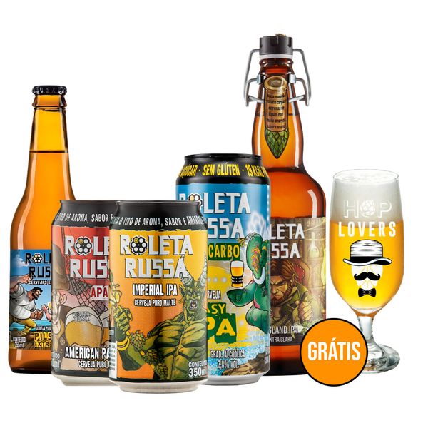 Kit 5 Cervejas Roleta Russa + Copo Grátis