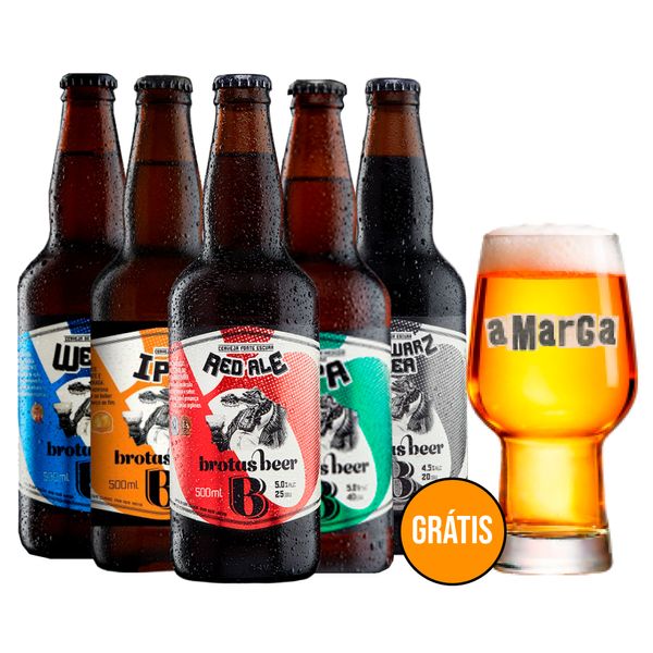 Kit Degustação 5 Cervejas Brotas + Copo Grátis