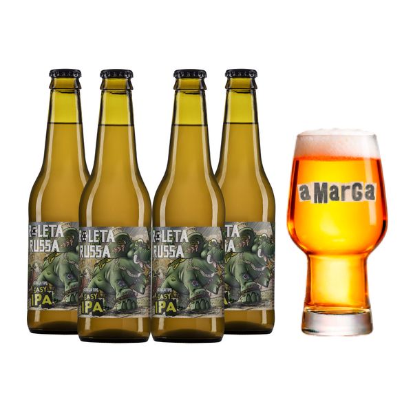 Pack 4 Cervejas Roleta Russa Easy IPA 355ml + Copo